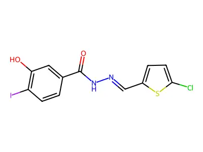 3-Hydroxy-4-iodobenzoic acid 2-[(5-chloro-2-thienyl)methylene]hydrazide structure