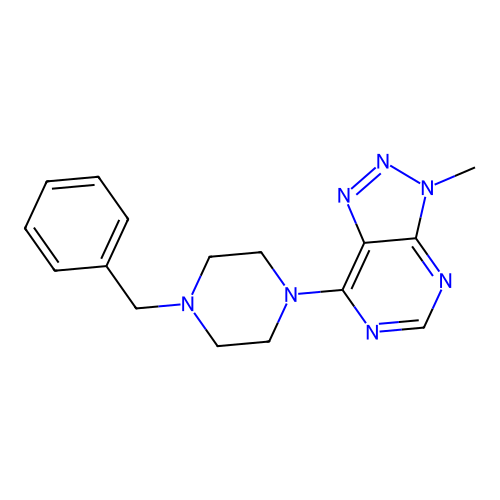 1-Benzyl-4-{3-methyl-3H-[1,2,3]triazolo[4,5-D]pyrimidin-7-YL}piperazine structure