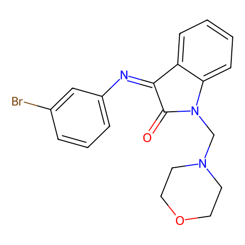 3-(3-bromophenyl)imino-1-(morpholin-4-ylmethyl)indol-2-one structure
