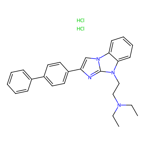 2-(2-([1,1'-biphenyl]-4-yl)-9H-benzo[d]imidazo[1,2-a]imidazol-9-yl)-N,N-diethylethanamine dihydrochloride structure