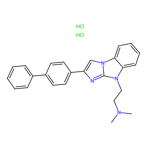 2-(2-([1,1'-biphenyl]-4-yl)-9H-benzo[d]imidazo[1,2-a]imidazol-9-yl)-N,N-dimethylethanamine dihydrochloride structure
