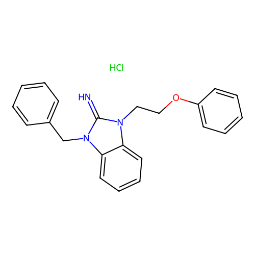 1-benzyl-3-(2-phenoxyethyl)-1H-benzo[d]imidazol-2(3H)-imine hydrochloride structure