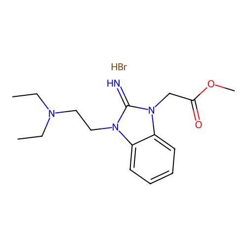 methyl 2-(3-(2-(diethylamino)ethyl)-2-imino-2,3-dihydro-1H-benzo[d]imidazol-1-yl)acetate hydrobromide structure