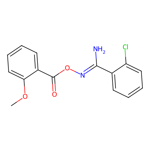 2-chloro-N'-[(2-methoxybenzoyl)oxy]benzenecarboximidamide structure
