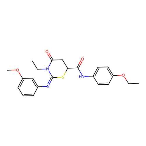 N-(4-ethoxyphenyl)-3-ethyl-2-(3-methoxyphenyl)imino-4-oxo-1,3-thiazinane-6-carboxamide structure