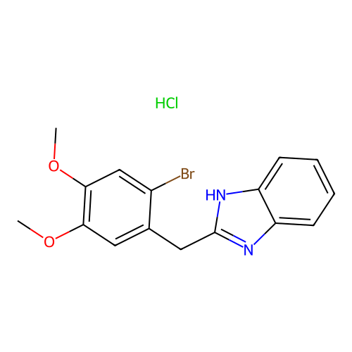 2-(2-bromo-4,5-dimethoxybenzyl)-1H-benzo[d]imidazole hydrochloride structure