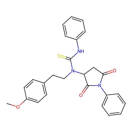 1-(2,5-dioxo-1-phenylpyrrolidin-3-yl)-1-[2-(4-methoxyphenyl)ethyl]-3-phenylthiourea structure
