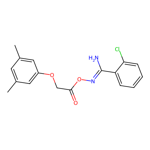 2-chloro-N'-{[(3,5-dimethylphenoxy)acetyl]oxy}benzenecarboximidamide structure