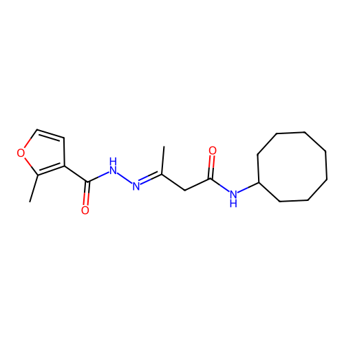 (3E)-N-cyclooctyl-3-{2-[(2-methylfuran-3-yl)carbonyl]hydrazinylidene}butanamide structure