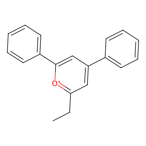 2-Ethyl-4,6-diphenylpyrylium structure