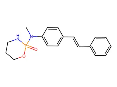2-{Methyl[4-(2-phenylethenyl)phenyl]amino}-1,3,2lambda~5~-oxazaphosphinan-2-one structure