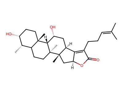 3,11-Dihydroxy-4,14,16-trimethyl-15,21-epoxy-18-norcholesta-17,24-dien-21-one structure