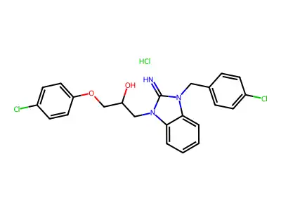 1-[3-(4-chlorobenzyl)-2-imino-2,3-dihydro-1H-benzimidazol-1-yl]-3-(4-chlorophenoxy)-2-propanol hydrochloride structure