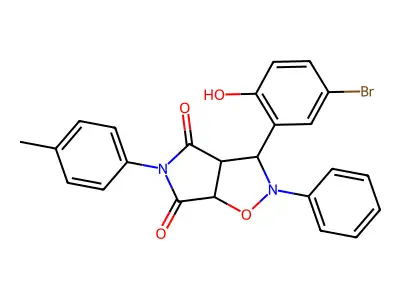 3-(5-bromo-2-hydroxyphenyl)-2-phenyl-5-(p-tolyl)dihydro-2H-pyrrolo[3,4-d]isoxazole-4,6(5H,6aH)-dione structure