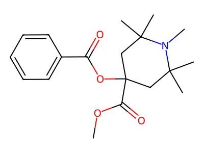 Methyl 4-(benzoyloxy)-1,2,2,6,6-pentamethyl-4-piperidinecarboxylate structure