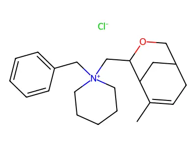 1-benzyl-1-[(6-methyl-3-oxabicyclo[3.3.1]non-6-en-4-yl)methyl]piperidin-1-ium chloride structure