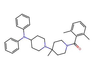 (2,6-dimethylphenyl)-[4-methyl-4-[4-(N-phenylanilino)piperidin-1-yl]piperidin-1-yl]methanone structure