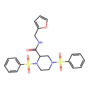 1,4-bis(benzenesulfonyl)-N-(furan-2-ylmethyl)piperazine-2-carboxamide structure