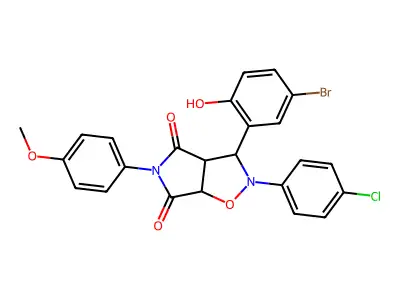 3-(5-bromo-2-hydroxyphenyl)-2-(4-chlorophenyl)-5-(4-methoxyphenyl)-hexahydro-2H-pyrrolo[3,4-d][1,2]oxazole-4,6-dione structure