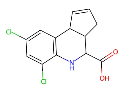 6,8-Dichloro-3a,4,5,9b-tetrahydro-3H-cyclopenta[c]quinoline-4-carboxylic acid structure