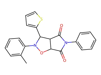 5-Phenyl-3-thiophen-2-yl-2-o-tolyl-tetrahydro-pyrrolo[3,4-d]isoxazole-4,6-dione structure