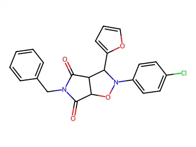 5-benzyl-2-(4-chlorophenyl)-3-(2-furyl)dihydro-2H-pyrrolo[3,4-d]isoxazole-4,6(3H,5H)-dione structure