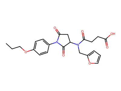 4-{[2,5-dioxo-1-(4-propoxyphenyl)pyrrolidin-3-yl](furan-2-ylmethyl)amino}-4-oxobutanoic acid structure