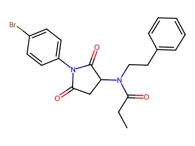 N-[1-(4-bromophenyl)-2,5-dioxopyrrolidin-3-yl]-N-(2-phenylethyl)propanamide structure