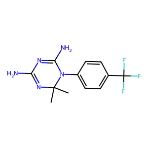 6,6-Dimethyl-1-[4-(trifluoromethyl)phenyl]-1,3,5-triazine-2,4-diamine structure