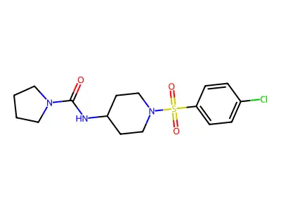 N-{1-[(4-chlorophenyl)sulfonyl]-4-piperidinyl}-1-pyrrolidinecarboxamide structure