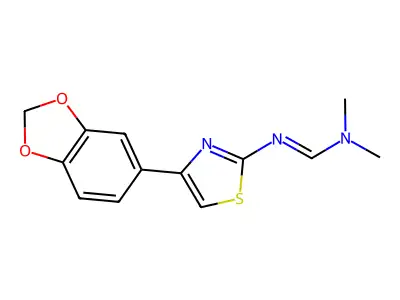 (E)-N'-[4-(2H-1,3-benzodioxol-5-yl)-1,3-thiazol-2-yl]-N,N-dimethylmethanimidamide structure