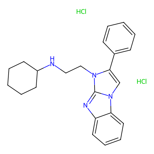 N-[2-(2-phenylimidazo[1,2-a]benzimidazol-3-yl)ethyl]cyclohexanamine dihydrochloride structure
