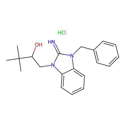 1-(3-Benzyl-2-iminobenzimidazol-1-yl)-3,3-dimethylbutan-2-ol;hydrochloride structure
