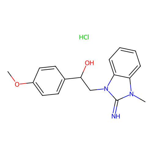 2-(2-imino-3-methyl-2,3-dihydro-1H-benzo[d]imidazol-1-yl)-1-(4-methoxyphenyl)ethanol hydrochloride structure