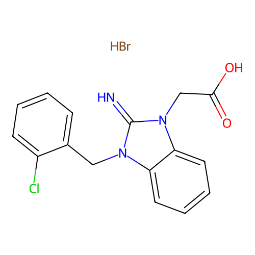 2-(3-(2-chlorobenzyl)-2-imino-2,3-dihydro-1H-benzo[d]imidazol-1-yl)acetic acid hydrobromide structure