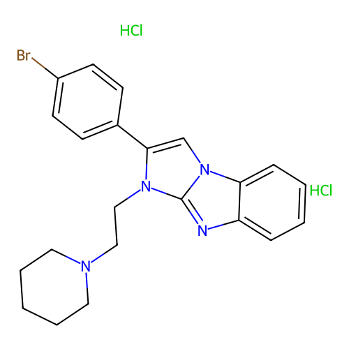 2-(4-bromophenyl)-3-(2-piperidin-1-ylethyl)imidazo[1,2-a]benzimidazole dihydrochloride structure