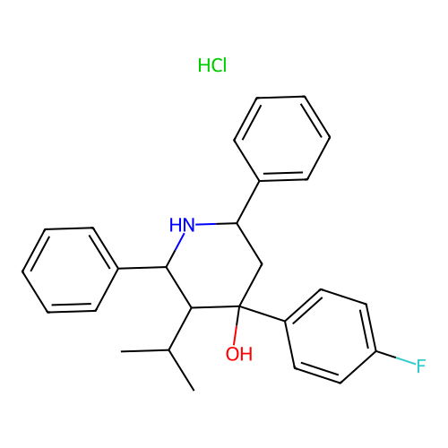 4-(4-Fluoro-phenyl)-3-isopropyl-2,6-diphenyl-piperidin-4-ol structure