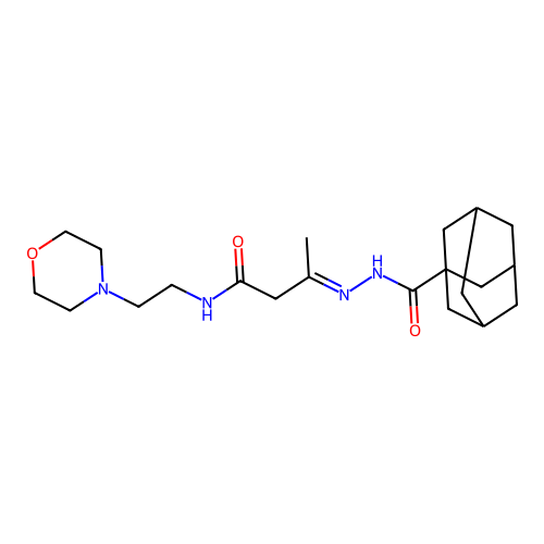 (E)-3-(2-((3r,5r,7r)-adamantane-1-carbonyl)hydrazono)-N-(2-morpholinoethyl)butanamide structure