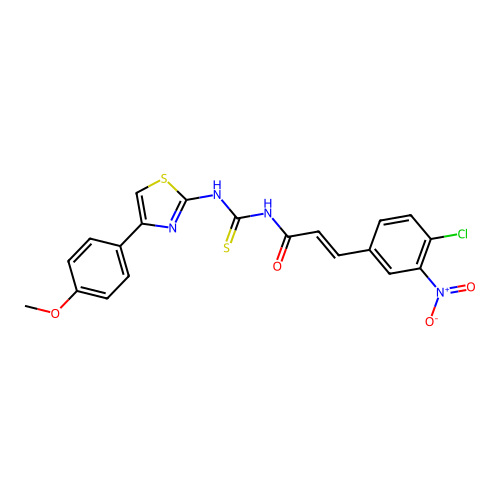 (E)-3-(4-chloro-3-nitrophenyl)-N-((4-(4-methoxyphenyl)thiazol-2-yl)carbamothioyl)acrylamide structure