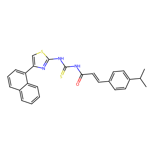 (E)-3-(4-isopropylphenyl)-N-((4-(naphthalen-1-yl)thiazol-2-yl)carbamothioyl)acrylamide structure