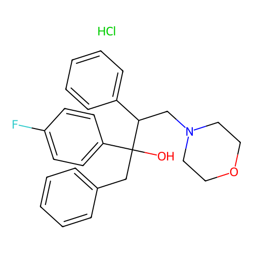 2-(4-Fluorophenyl)-4-morpholino-1,3-diphenylbutan-2-ol hydrochloride structure