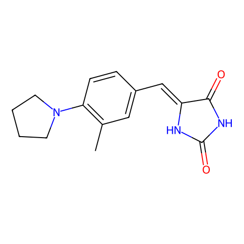 (5Z)-5-[3-methyl-4-(pyrrolidin-1-yl)benzylidene]imidazolidine-2,4-dione structure