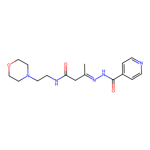 (3E)-N-[2-(morpholin-4-yl)ethyl]-3-[2-(pyridin-4-ylcarbonyl)hydrazinylidene]butanamide structure