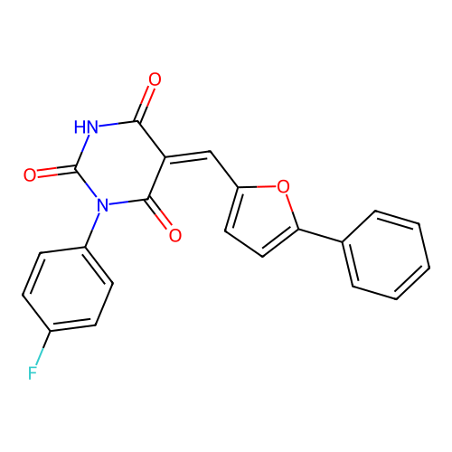(5Z)-1-(4-fluorophenyl)-5-[(5-phenylfuran-2-yl)methylidene]-1,3-diazinane-2,4,6-trione structure