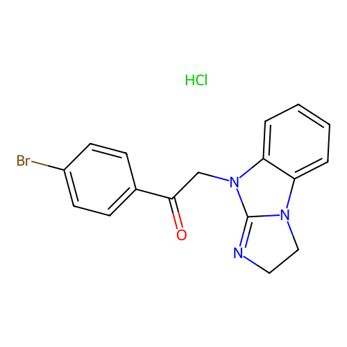 2-(2H-benzo[d]imidazo[1,2-a]imidazol-9(3H)-yl)-1-(4-bromophenyl)ethanone hydrochloride structure