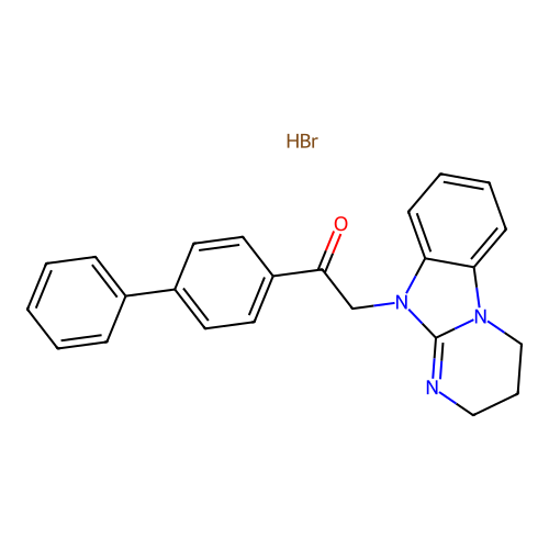 1-([1,1'-biphenyl]-4-yl)-2-(3,4-dihydrobenzo[4,5]imidazo[1,2-a]pyrimidin-10(2H)-yl)ethanone hydrobromide structure