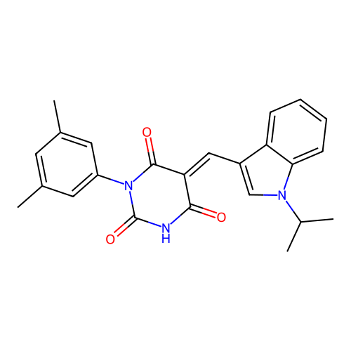(5E)-1-(3,5-dimethylphenyl)-5-{[1-(propan-2-yl)-1H-indol-3-yl]methylidene}pyrimidine-2,4,6(1H,3H,5H)-trione structure