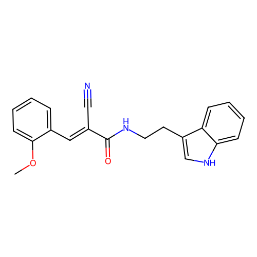 (2E)-2-cyano-N-[2-(1H-indol-3-yl)ethyl]-3-(2-methoxyphenyl)prop-2-enamide structure