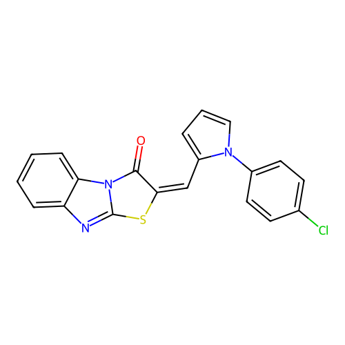 (2E)-2-[[1-(4-chlorophenyl)pyrrol-2-yl]methylidene]-[1,3]thiazolo[3,2-a]benzimidazol-1-one structure