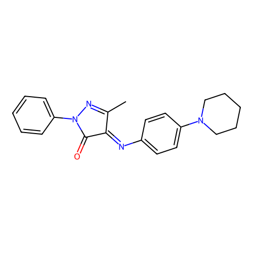 2-Pyrazolin-5-one, 3-methyl-1-phenyl-4-[(p-piperidinophenyl)imino]- structure
